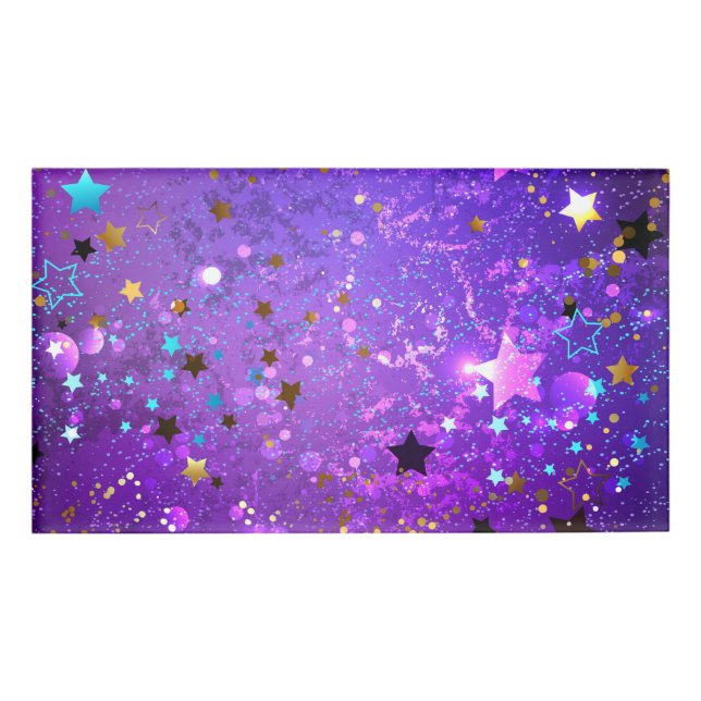 Purple foil background with Stars Name Tag (Front)