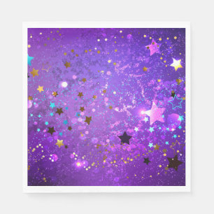 Purple foil background with Stars Napkin