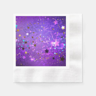 Purple foil background with Stars Napkin