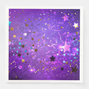 Purple foil background with Stars Napkin