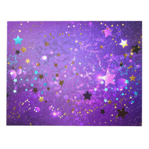 Purple foil background with Stars Notepad