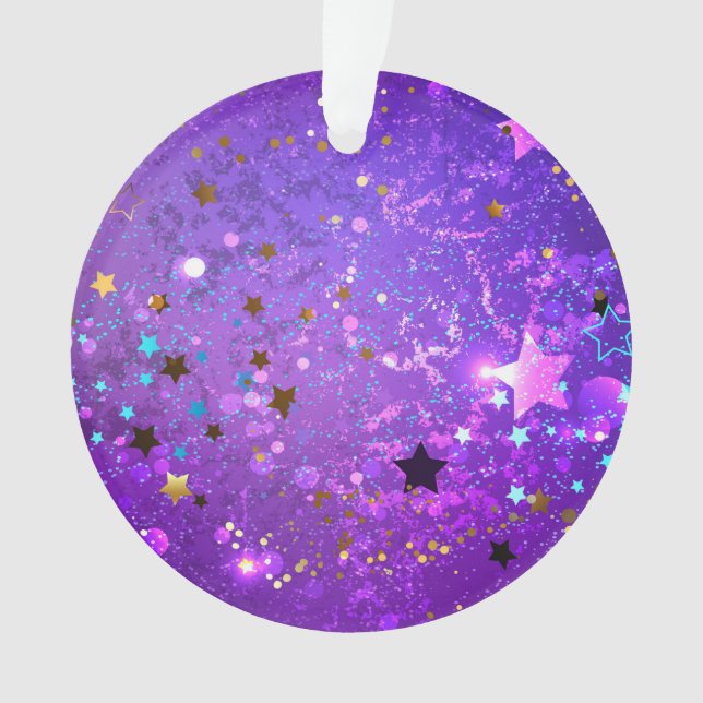 Purple foil background with Stars Ornament (Front)
