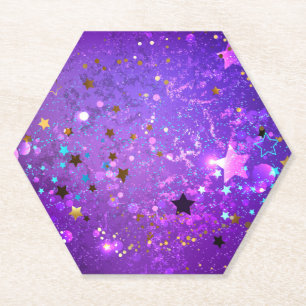 Purple foil background with Stars Paper Coaster