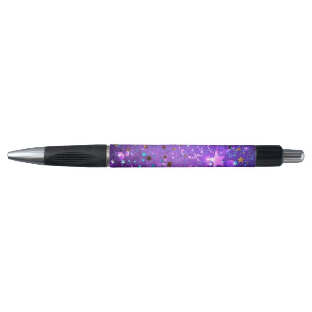 Purple foil background with Stars Pen (Front)
