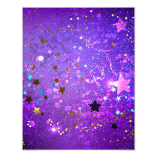 Purple foil background with Stars Photo Print