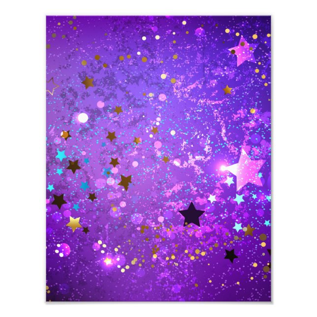 Purple foil background with Stars Photo Print (Front)