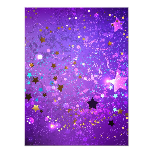 Purple foil background with Stars Photo Print (Front)