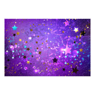 Purple foil background with Stars Photo Print