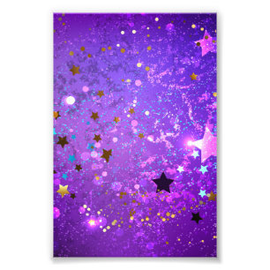 Purple foil background with Stars Photo Print