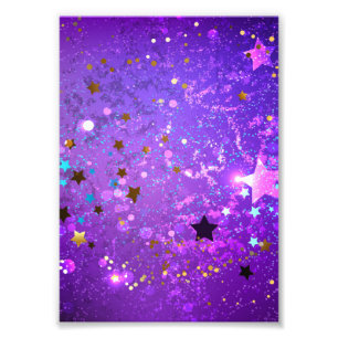 Purple foil background with Stars Photo Print