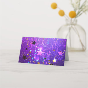 Purple foil background with Stars Place Card