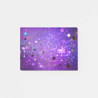 Purple foil background with Stars Post-it Notes