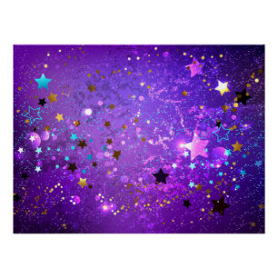 Purple foil background with Stars Poster