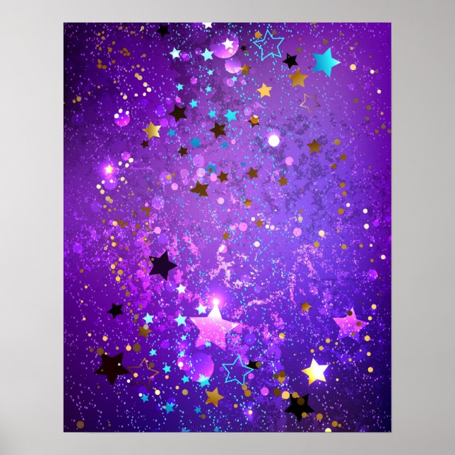 Purple foil background with Stars Poster (Front)