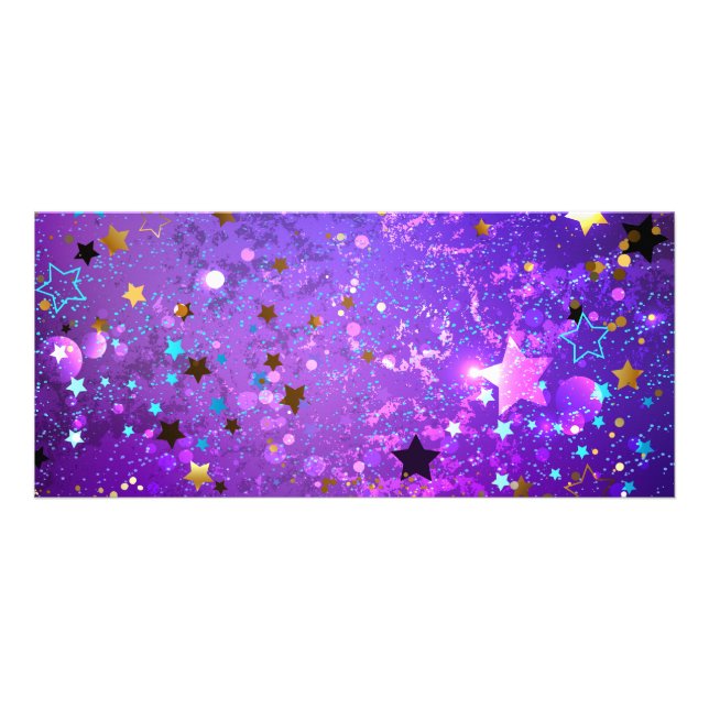 Purple foil background with Stars Rack Card (Front)