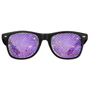 Purple foil background with Stars Retro Sunglasses