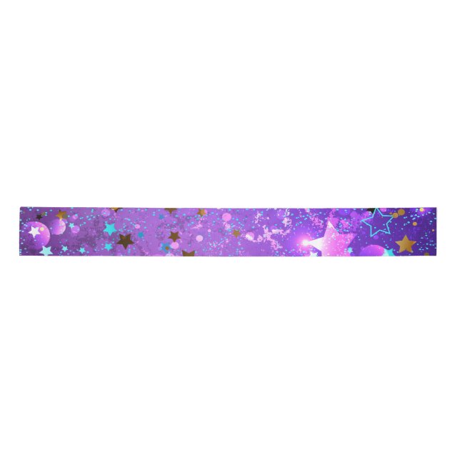 Purple foil background with Stars Satin Ribbon (Front)