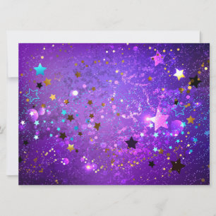 Purple foil background with Stars Save The Date