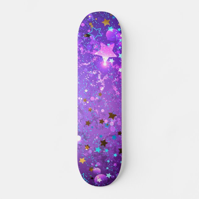Purple foil background with Stars Skateboard (Front)
