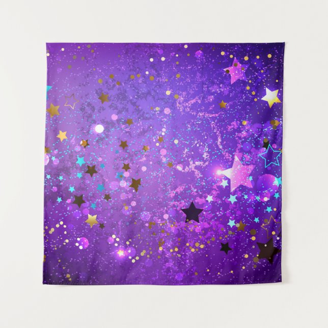 Purple foil background with Stars Tapestry (Front)
