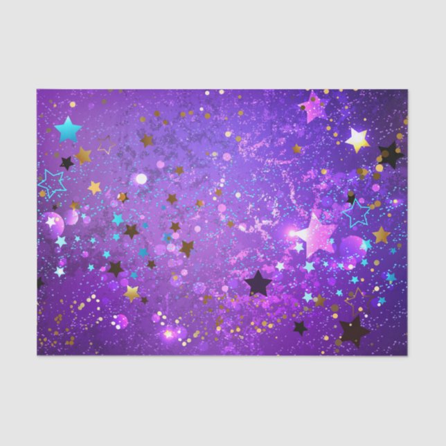 Purple foil background with Stars Tissue Paper (Front)