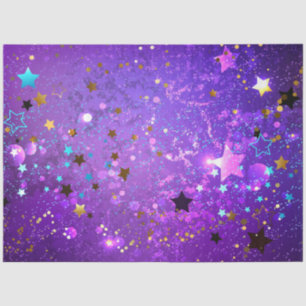 Purple foil background with Stars Tissue Paper