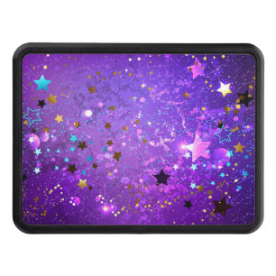 Purple foil background with Stars Trailer Hitch Cover