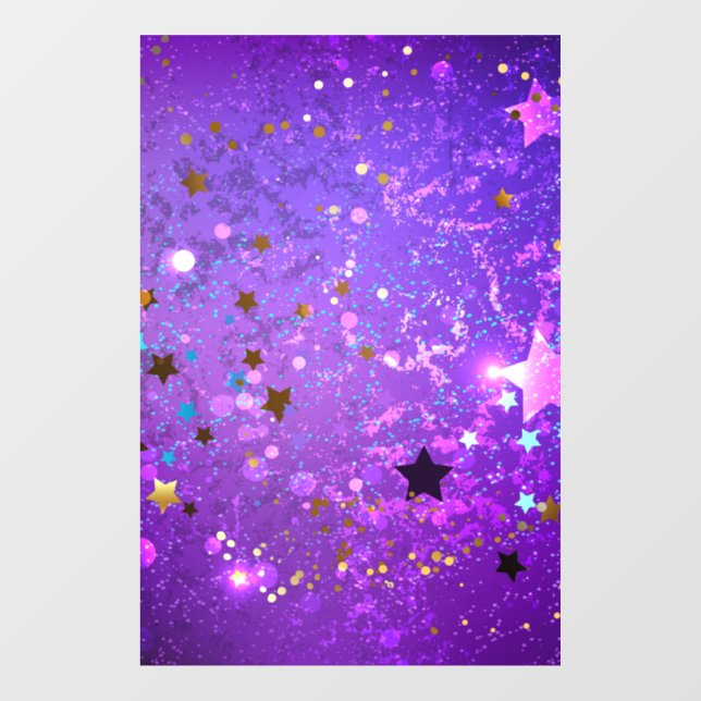Purple foil background with Stars Window Cling (Sheet)