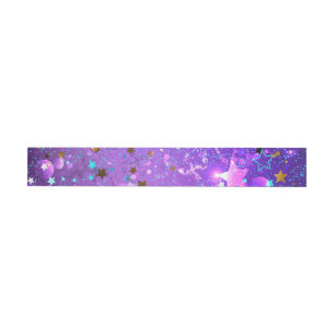 Purple foil background with Stars Wraparound Address Label