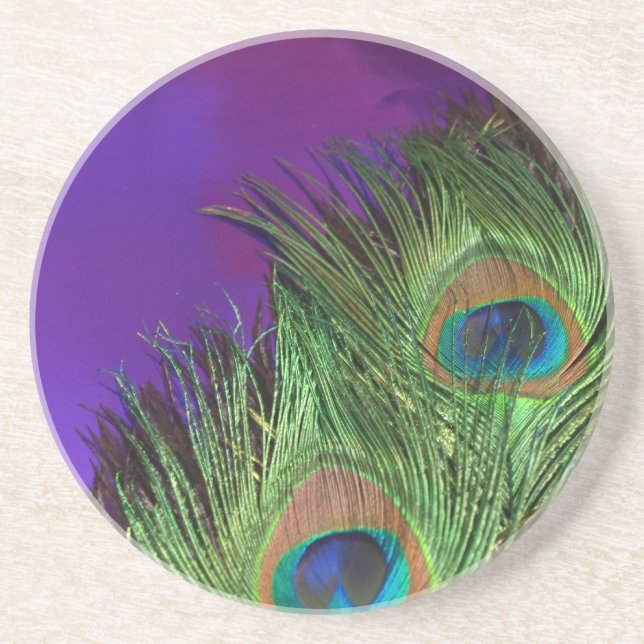 Purple Foil Peacock Coaster (Front)