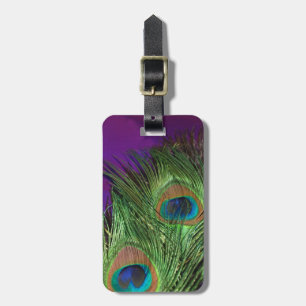Purple Foil Peacock Luggage Tag