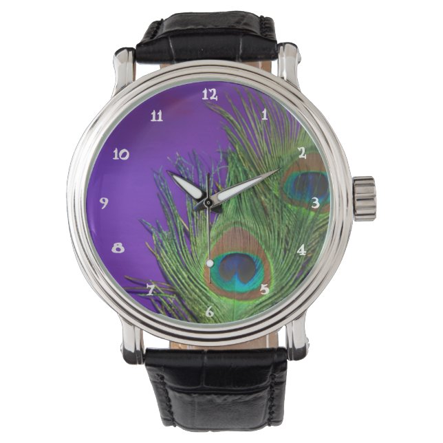 Purple Foil Peacock Watch (Front)