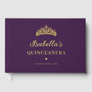 Purple Foil Quinceañera Guest Book