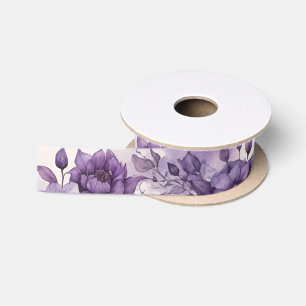 Purple Foliage Floral Arch Pagan Handfasting Satin Ribbon