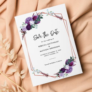 Purple Foliage Floral Watercolor Save the Date Announcement Postcard