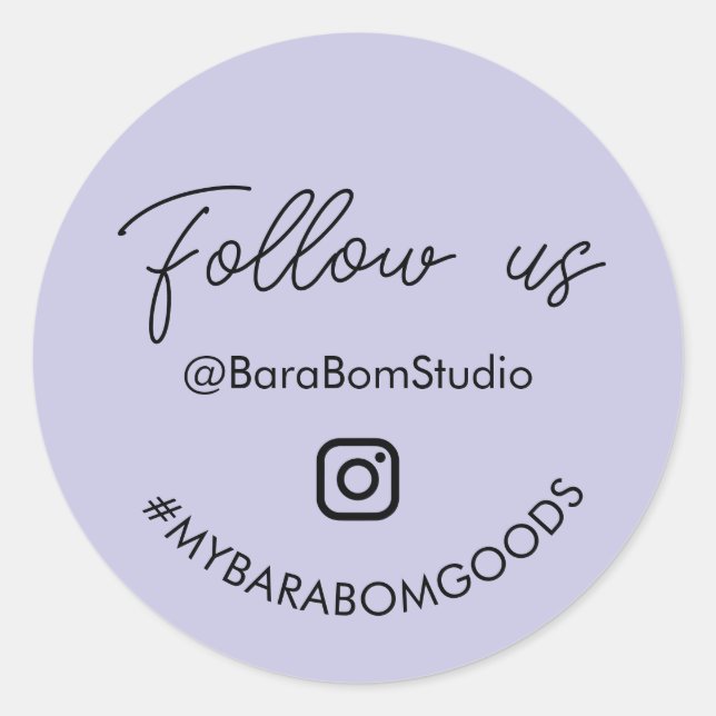 Purple Follow us on Instagram Package Sticker (Front)