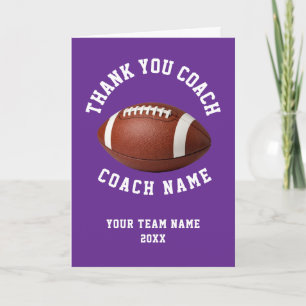 Purple Football Coach Team Appreciation Thank You Card