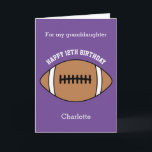 Purple Football Sport 12th Birthday Card<br><div class="desc">A purple personalized football 12th birthday card for granddaughter, daughter, goddaughter, etc. You can easily personalize the front of this sports birthday card with the birthday recipient's age and name. The inside card message and back of the card can also be personalized for the birthday recipient. This football birthday card...</div>