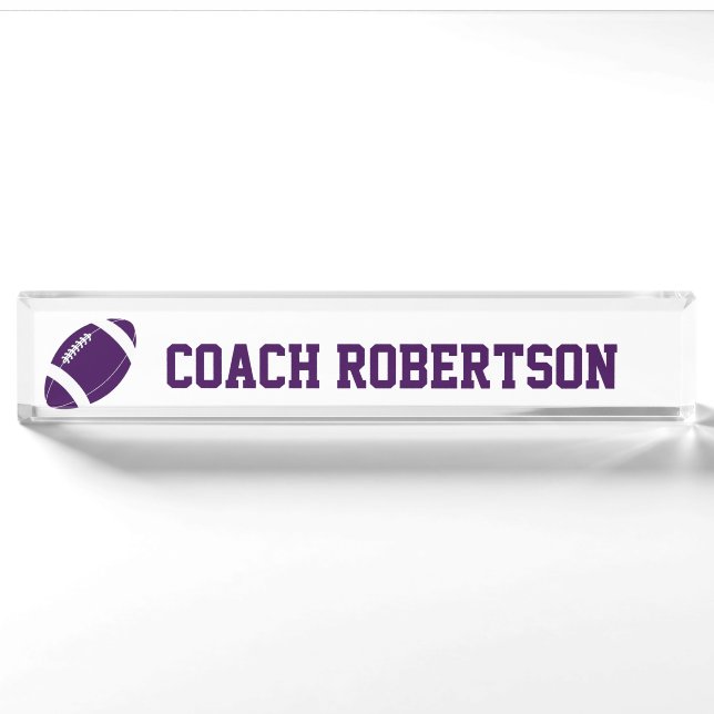 Purple Football Themed Personalized Nameplate (Front)