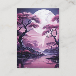 Purple Forest in Moonlight Background Business Card