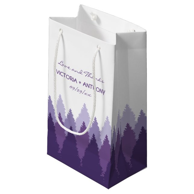 Purple Forest Range Woodland Wedding Favor Small Gift Bag (Front Angled)