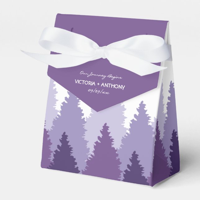 Purple Forest Range Woodland Wedding Favour Box (Front Side)