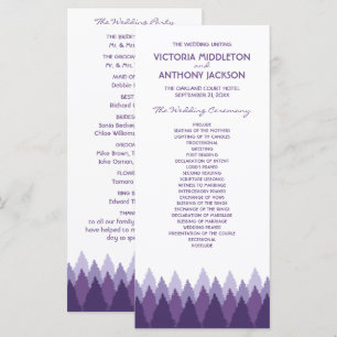Purple Forest Range Woodland Wedding Program