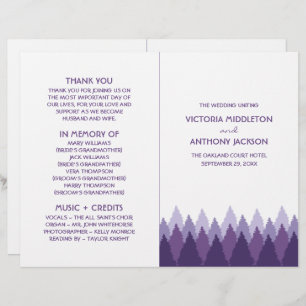 Purple Forest Range Woodland Wedding Programme