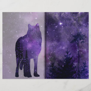 Purple Forest Wolf Scrapbook Pages