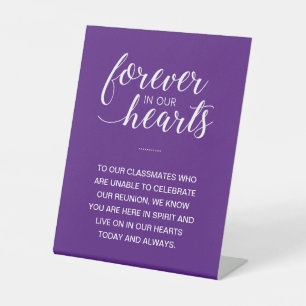 Purple Forever In Hearts Memorial Class Reunion Pedestal Sign