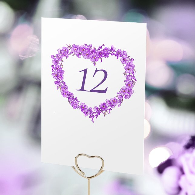 Purple forget me nots inked art wedding monogram table number (Creator Uploaded)