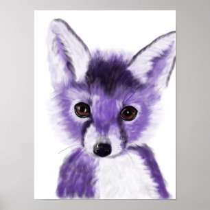 Purple Fox Nursery Painting Poster