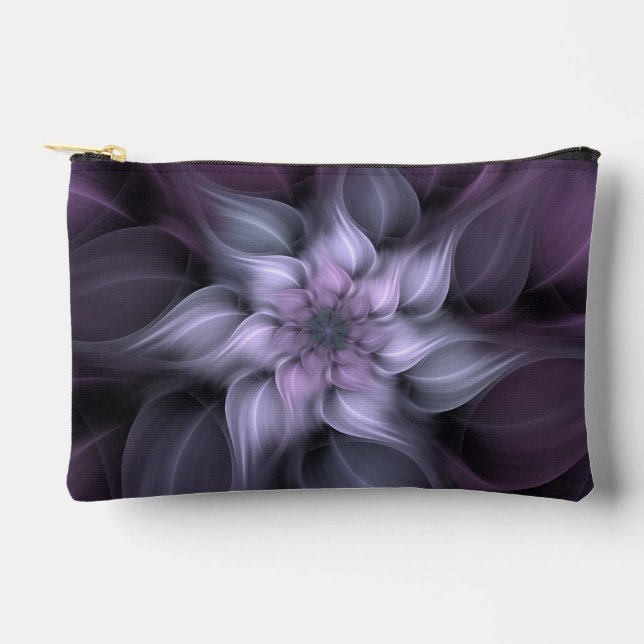 Purple Fractal Flower Accessory Pouch (Front)