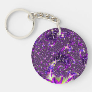 Purple Fractal Keychain